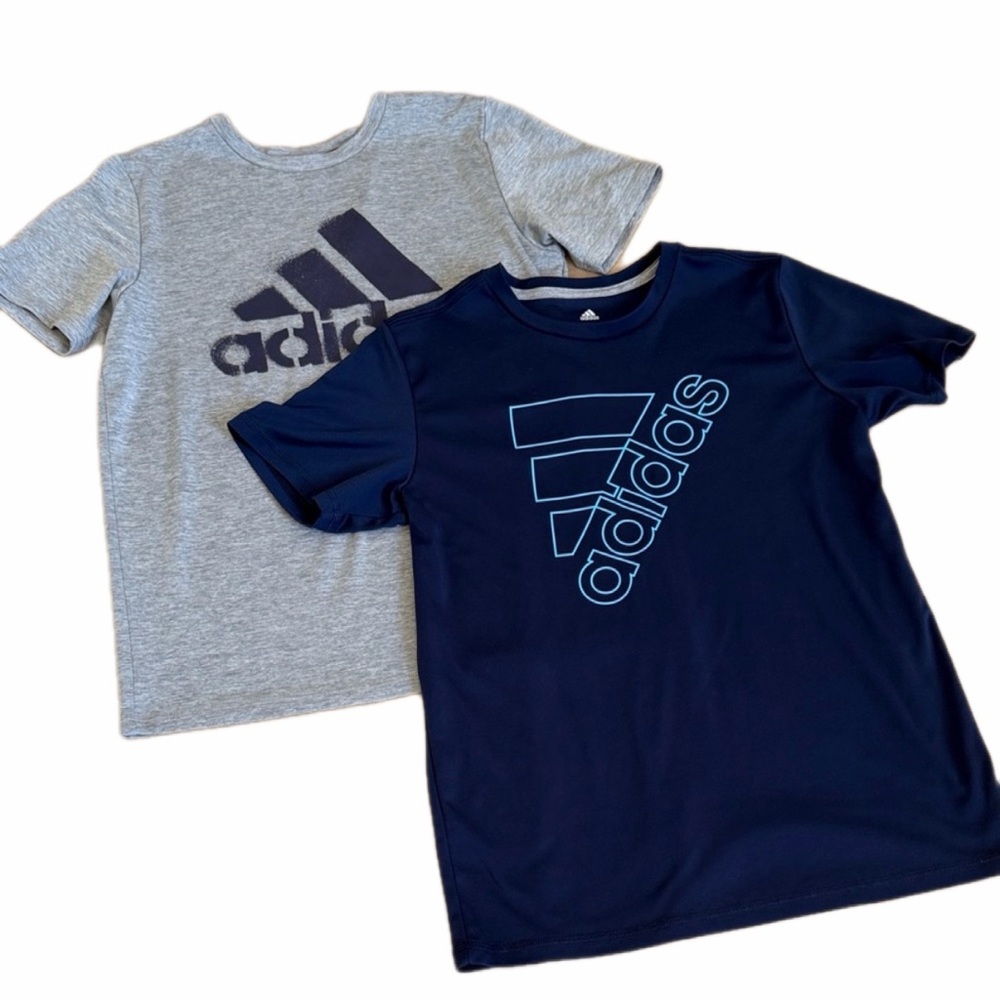 Adidas Kids' Gray and Dark Blue Knit Tees Size L 14/16